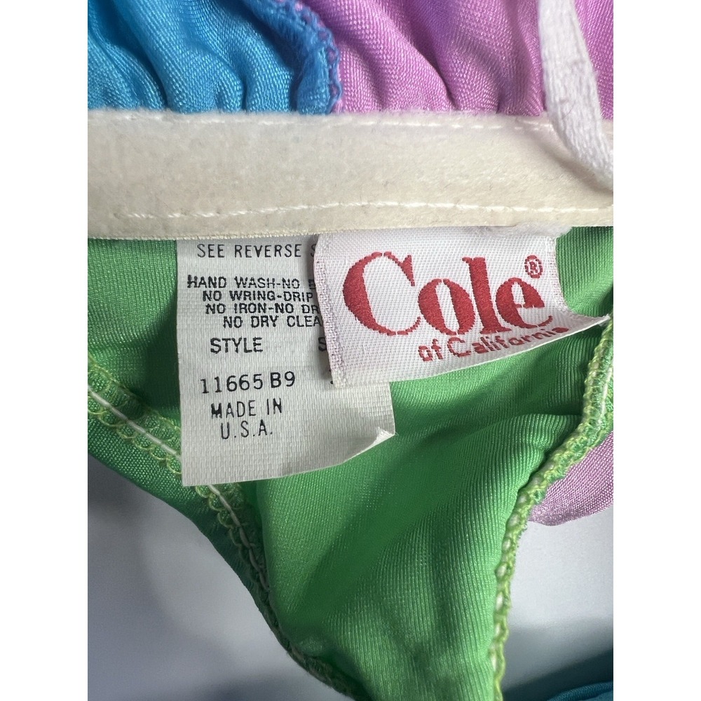 Vtg 80s Cole of California Bikini Women 12 Crossover Bandeau Colorblock Retro - Picture 5 of 10